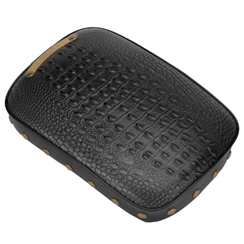 Motorcycle Rectangular Passenger Pad Seat Rear Leather Pillion Cushion 6 Suction Cup Compatible with Harley Dyna Sportster XL 883 1200 Chopper Custom (Black Crocodile Rivet) - style: 6 Suction Cup-Black Crocodile Rivet