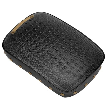 Motorcycle Rectangular Passenger Pad Seat Rear Leather Pillion Cushion 6 Suction Cup Compatible with Harley Dyna Sportster XL 883 1200 Chopper Custom (Black Crocodile Rivet) - style: 6 Suction Cup-Black Crocodile Rivet