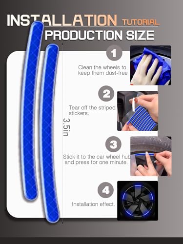 Maicican Blue a Reflective PVC Wheel Eyebrow Stickers, Set of 20, Night Safety Warning, Anti-Scratch, Waterproof, Outdoor Use - color: Blue a