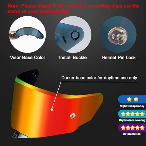 PSLER TT-Revo Visor - TT Revo Helmet Tinted Visor Face Shield Replacement for TT-Revo,Deep Gold Red - color: Deep Gold Red