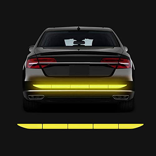 5pcs/Set Diamond Grade Reflective Stickers High Intensity Night Visibility Safety Warning Sign Reflective Tape Stickers for Cars Trucks Helmets Motorcycle Bumper Sticker 35.83x1.57in - color: Yellow