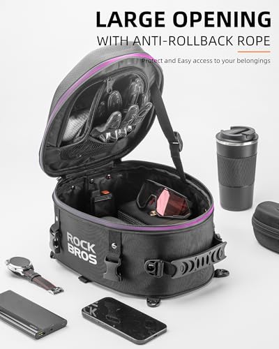 ROCKBROS Motorcycle Tail Bag - Waterproof Rear Seat Bag with Hard Shell Design - 12.5L Large Motorcycle Backpack
