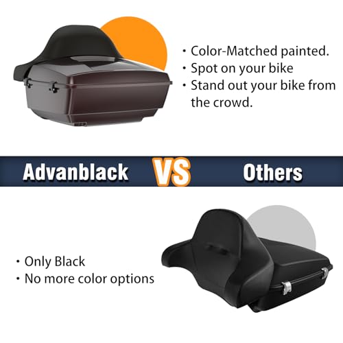 Advanblack Black Forest King Tour Trunk Pack, Black Mount Bracket, Top Luggage Rack, Red Trunk Pak Liners Fit for 09-Later Harley Touring, Road Glide, Street Glide Special, Electra Glide - color: Black Forest