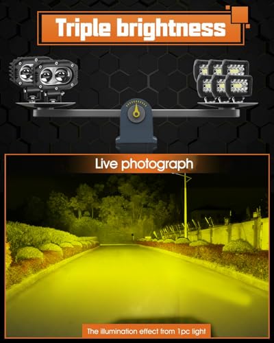 UNI-SHINE 2 pcs Amber Led Pod Lights 4 inch Off Road Led Spot Lights Driving Cube Light for Truck ATV UTV SUV Boat Motorcycle - color: Amber Spot