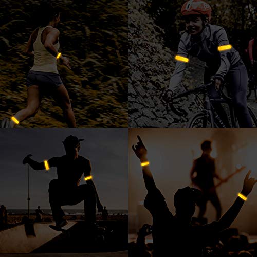 2 Pack Rechargeable LED Reflective Armband, High Brightness High Visibility Night Safety Light Band, Wearable Flashing LED Gear for Running, Walking, Biking and Outdoor Activities - color: L Orange