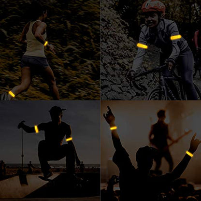 2 Pack Rechargeable LED Reflective Armband, High Brightness High Visibility Night Safety Light Band, Wearable Flashing LED Gear for Running, Walking, Biking and Outdoor Activities - color: L Orange