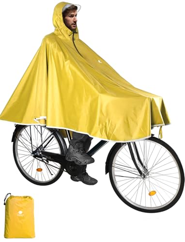 ANYOO Waterproof Rain Poncho Bike Bicycle Rain Capes Lightweight Compact Reusable for Adults - color: Yellow