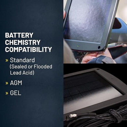 Battery Tender 5 Watt Solar Panel 12V Battery Charger with Charge Controller - IP67 Weatherproof - Windshield or Handlebar Mountable - Included Ring Terminal Cable or OBD II Connector - 021-1172