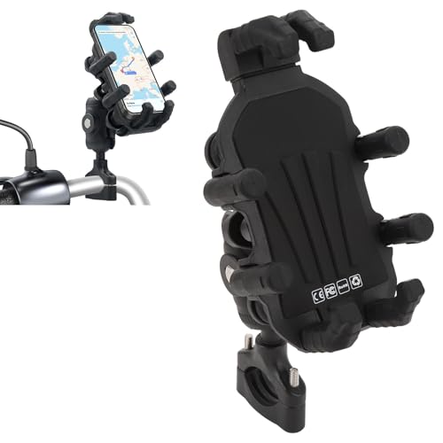 Motorcycle Phone Bracket, Motorcycle Phone Holder with Vibration Dampener High Speed Secure Lock Adjustable for Scooter ATV 4.9 to 8.1in