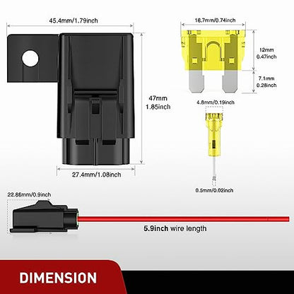 Nilight 6pcs Inline Fuse Holder 12AWG Waterproof ATC/ATO Blade Holder 20A 30A 40A Regular Heavy Duty in Line w/Cover Fits 1A to 30A Fuses for 12V Automotive Vehicles - color: 18Pcs Fuses + 12AWG Holder 6
