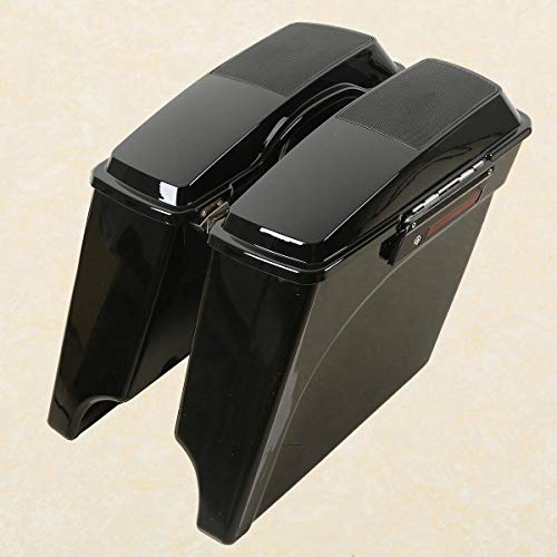5" ABS Stretched Extended Saddlebags with Speaker Lid Fit for Harley Davidson 1993-2013 Touring Models FLT FLHT FLHTCU FLHRC Road King Road Glide Street Glide Electra Glide Ultra-Classic - color: with Black Latches Kit, size: Stretched Bag Cut outs for 6x