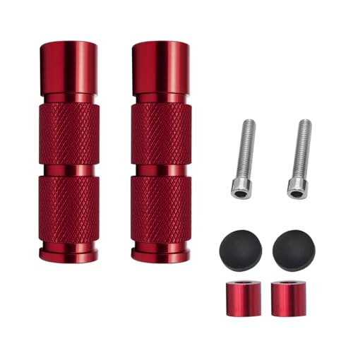 2PCS Motorcycle Foot Pegs, Aluminum M8 CNC Motorbikes Passenger Pedals Footrests, Motorbicycle Rearsets Footpeg Accessories, Universal for 8mm Install Hole Bicycle Dirt Bike (Red) - color: Red