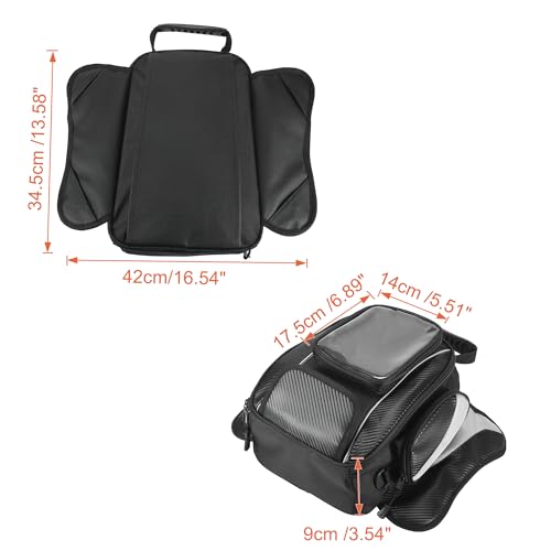 Motoforti Universal Motorcycle Magnetic Tank Tool Bag Fuel Saddlebag with Strap Waterproof Black