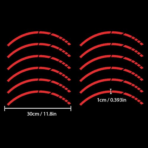 12PCS Reflective Car Wheel Stickers, Night Safety Warning Bicycle Stickers, Anti-Scratch Reflective Rim Decals for Car Motorcycle Cycling Bike (Red) - color: Red