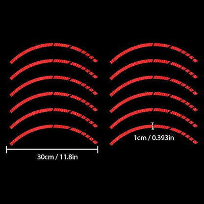12PCS Reflective Car Wheel Stickers, Night Safety Warning Bicycle Stickers, Anti-Scratch Reflective Rim Decals for Car Motorcycle Cycling Bike (Red) - color: Red