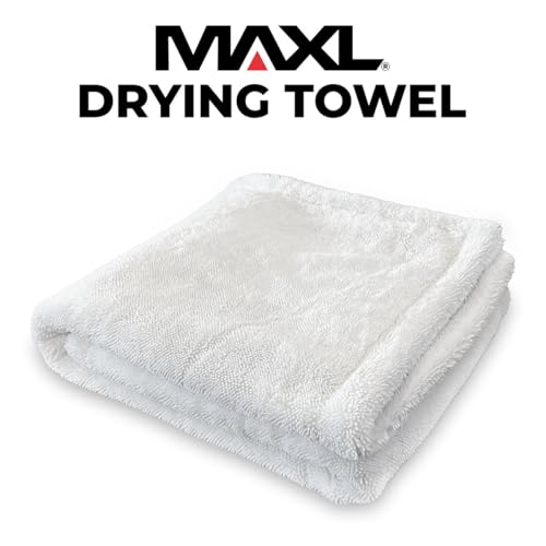 MAXL SoftSorb® Ultra Absorbent Car Drying Towel with Advanced Wicking Technology – Non-Abrasive Car Towel for Spotless, Swirl-Free Finish on Cars, SUVs, Motorcycles & Boats - Large White 19.5" x 31.5"