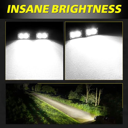 LED Pods, AKD Part 3 Inch Flood CREE LED Off Road Lights 40W Small Driving Light Pods Backup Reverse Lights Fog Pod Light 2 Packs for Truck Pickup Motorcycle UTV ATV SUV Dirt Bike Surron - color: White