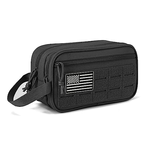 QT&QY Tactical Toiletry Bag For Men Hygiene Bag EDC Military Tool Molle Pouches Small Dopp Kit Mens Shaving Kit Travel shower Bags - color: 1 US Black