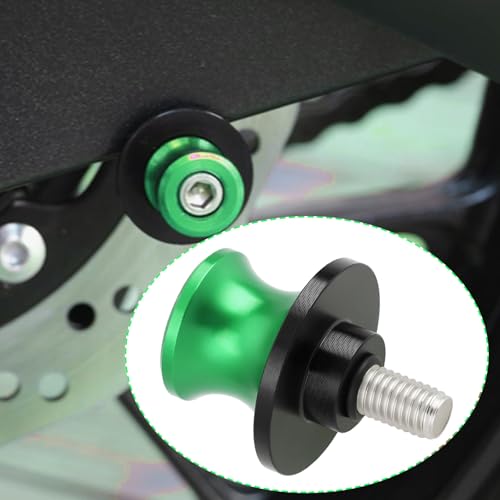 SING F LTD Motorcycle M8 Rear Swingarm Spools Sliders Swing Arm Stand Screw Compatible with Kawasaki Z900 / RS 2017-2025, Green - color: Green