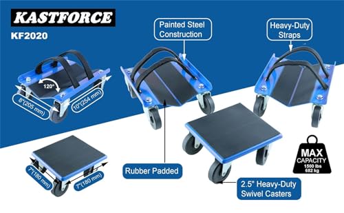 Snowmobile Dollies Full-Rubber-Pad-Protection Heavy Duty Dollies Carries up to 1500 lbs (682 kg) V-Slide with 2.5 Inch Swivel Casters 2 Pairs of Heavy Duty Straps KF2020
