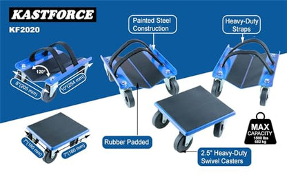 Snowmobile Dollies Full-Rubber-Pad-Protection Heavy Duty Dollies Carries up to 1500 lbs (682 kg) V-Slide with 2.5 Inch Swivel Casters 2 Pairs of Heavy Duty Straps KF2020