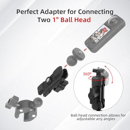 Double Socket Arm,Extension Arm Compatible with Mounts Any B Size 1" Ball Head Components & Bike Motorcycle Car Phone Mount Holder with 1'' Ball Adapter, Aluminum Alloy & Medium 3.54", 75002 - size: Medium socket arm