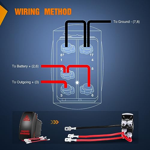 Nilight Hazard Warning Rocker Switch 5 Pin Laser On Off SPST switches 20A/12V 10A/24V Red LED Light Emergency w/Jumper Wires Set for Cars Trucks Boats ATVs UTVs RVs - size: HAZARD WARNING