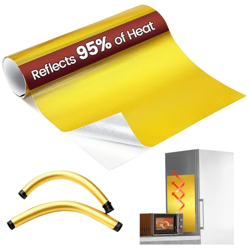 Heat Shield Automotive Aluminum Reflects 95% of Radiant Heat, 12" x 24" Stove Heat Shield Wrap to Protect Refrigerator, Exhaust, Motorcycle, Wood Stove, Cabinet, Fireplace (Gold) - color: Gold, size: 24" x 12" x 0.02"