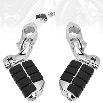 1.25" Motorcycle Highway Footpegs Adjustable Highway Pegs Compatible with Harley Davidson Touring Road King Road Glide Street Glide Electra Glide Sportster with 1 1/4" Highway Bar Chrome