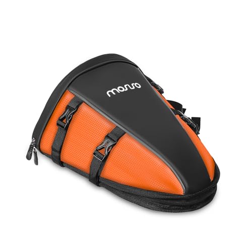 MOSISO Motorcycle Tail Bag Multifunctional Waterproof Polyester Storage Saddle Bag, 10L Outdoor Sports Motorbike Rear Seat Light Tank Handbag Tool Carry Pouch with Shoulder Strap, Orange - color: Orange