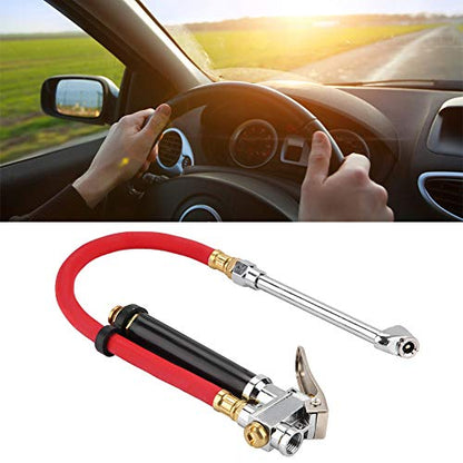 Tire Inflator, Handheld Car Pressure Filler with Dual Chuck Gauge for Vehicles, Portable Tire Hose Tool