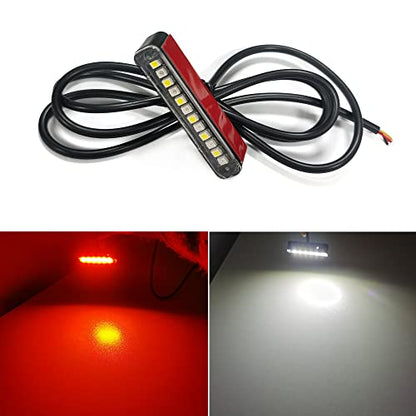 1Pcs 12 LEDs Red White LED License Plate Light,Waterproof LED Brake Light,Motorcycle Signal Light,Backup Light,Tail light for Harley Davidson Kawasaki Suzuki Ducati Polaris Yamaha Bike - size: 12led/Red-white