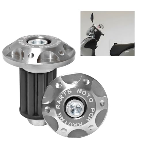 2 PCS Motorcycle Bar End Plug, Aluminum Alloy Hand Grip End Cap Fits 16-18mm ID Handlebars, Durable Motor Grip Ends Replacement for Electric Scooters & Off-Road Motorcycles (Silver) - color: Silver