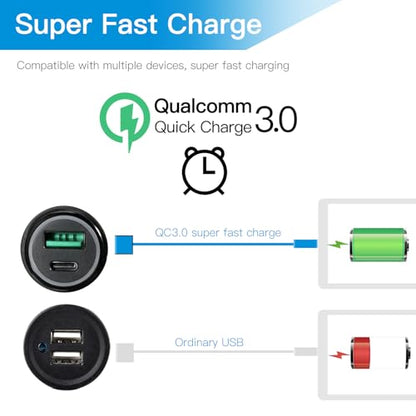 Motorcycle Power Adapter DIN Hella Plug to QC 3.0 USB & Type C Charger Compatible with BMW Triumph Tiger Ducati Motorcycle