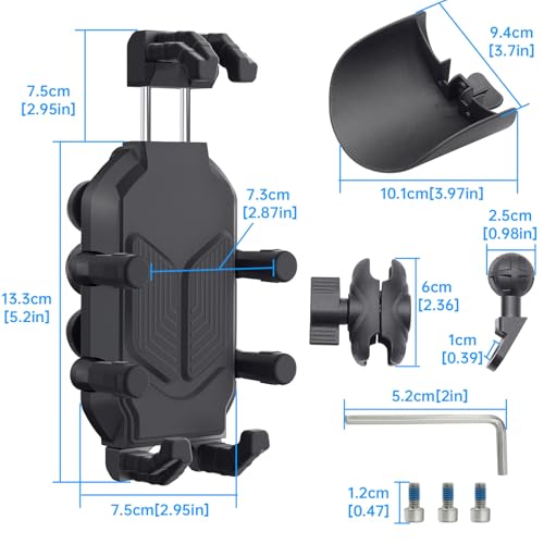 Motorcycle Phone Mount Vibration Dampener High Speed Stability 4.7in 7.2in Smartphones Motorcycle Scooter ATV