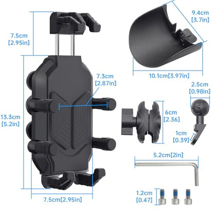 Motorcycle Phone Mount Vibration Dampener High Speed Stability 4.7in 7.2in Smartphones Motorcycle Scooter ATV