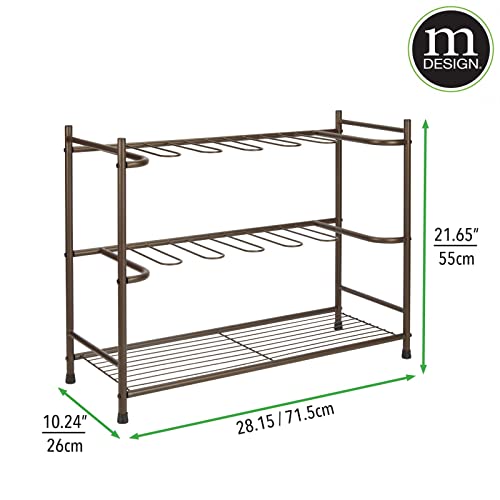 mDesign Boot Storage & Organizer Rack, Space-Saving Holder for Rain, Riding, Dress Boots - Holds 6 Pairs - Modern Design, Sturdy Steel - Espresso Brown - color: Espresso