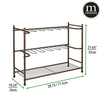 mDesign Boot Storage & Organizer Rack, Space-Saving Holder for Rain, Riding, Dress Boots - Holds 6 Pairs - Modern Design, Sturdy Steel - Espresso Brown - color: Espresso