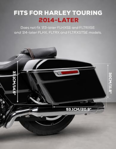 XFMT Motorcycle Hard Saddlebags Vivid Black Saddle Bags Trunk W/Latches For Harley Touring Road King Street Glide Road Glide Electra Glide Ultra Classic 2014-2024 - color: Standard-Vivid Black W/ Chrome Latches