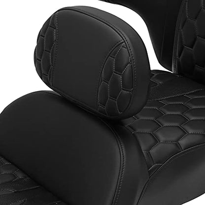 C.C. RIDER Motorcycle Hammock Seat+ Rider Backrest+ King/Chopped Trunk Backrest Pad Fit for Harley 2014-2023 Touring Road King FLHR Street Glide FLHX Road Glide FLTRX Electra Glide FLHT - color: 23# Black (Seat+ 2 Backrests)