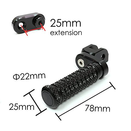 MC MOTOPARTS POLE Black CNC 25mm Extension Riser Front Foot Pegs Compatible with YZF R3 2015-2017 - color: Black, size: 25 mm Extension