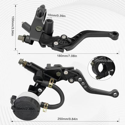 Motorcycle Brake Pump Lever 7/8" 22mm Hydraulic Master Cylinder Reservoir Clutch CNC Left & Right Set Universal Replacement for Harley Honda Kawasaki Suzuki Yamaha (Black) - color: Black