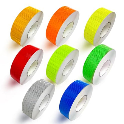 8 Rolls of 8 Colors High-Visibility Reflective Tape - Waterproof Self-Adhesive Safety Stickers for Outdoor Nighttime Visibility, Trailers, Clothing, Vehicles (1 in x 80 ft.) | Reflective stickers, night safety, waterproof, self adhesive. For clothing, tra