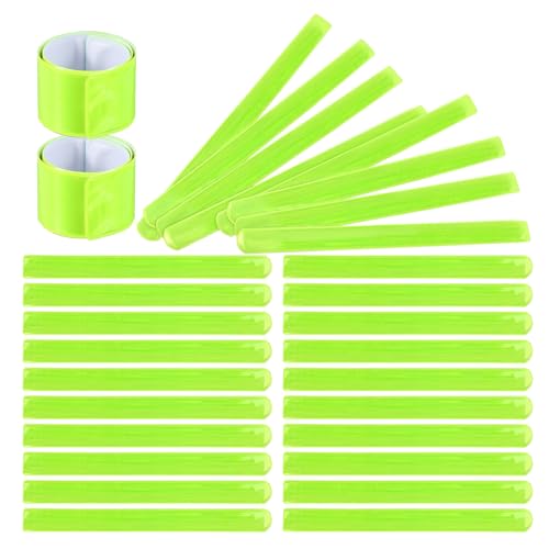 30 Pcs Reflector Band Snap Bracelet, Reflective Arm Bands, High Visibility Slap Safety Bands for Night Jogging Cycling Running Night Working Hiking