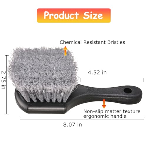 Tire Brush Wheel Cleaner Brush,Soft Bristle Cleaning Brush,Car Wash Brush Clean Tires & Wheel Releases Dirt and Road Grime,Car Accessories for Women/Men,Short Handle for Easy Scrubbing,Scratch-Fr-ee