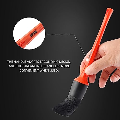 SPTA 8Pcs Wheel & Tire Brush Car Detailing kit, Easy Reach Wheel and Rim Brush, 5pcs Detailing Brushes, Short Handle Cleaning Brush, 1pc Microfiber Cleaning Cloth, Great to Clean Dirty Tires