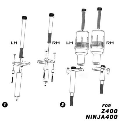 Compatible with Ninja 500 2025 Z500 2024 Ninja400 2023 Z400 Z 400 2018-2023 2024 CNC Motorcycle Frame Sliders Crash Pad Falling Protection - color: POM Black