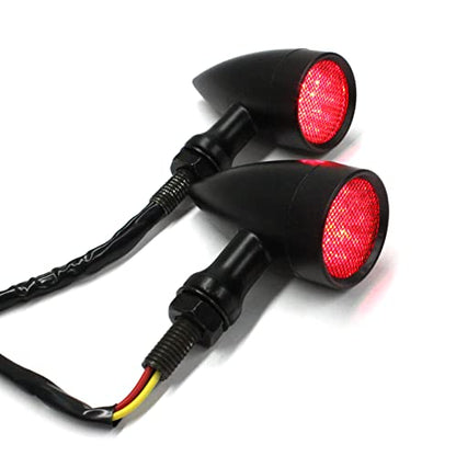 DREAMIZER 4pcs LED Motorcycle Amber Red Front Rear Brake Turn Signal Light Blinker Driving Tail Light Compatible With Sportster 883 Street bike Dirt bike Cruiser and chopper - color: Black