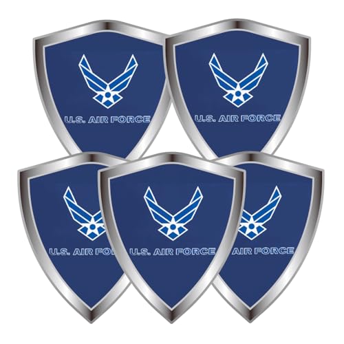 American US Air Force Wings Flag Decal Sticker - USA Air Force Wings Flags Shield Shape Reflective Vinyl Car Stickers - for Car Window Bumper Laptop Waterproof Sticker (5Pcs) - color: Air Force Wings