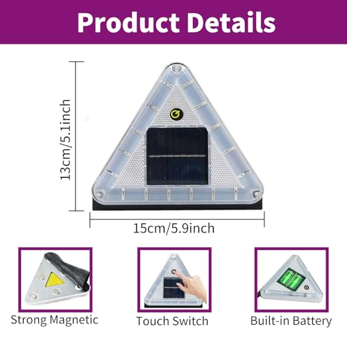 Solar Strobe Light, High Bright LED Emergency Vehicles Flashing Beacon Light with Strong Magnetic Waterproof Safety Warming Light for Trucks Forklift Truck Tractor Golf Carts UTV Car (2Pack)